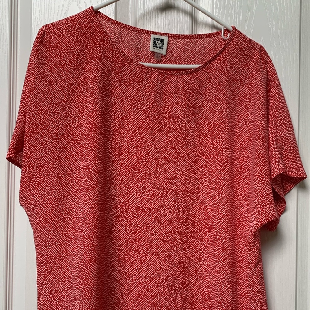 Anne Klein red and white blouse.  Large.